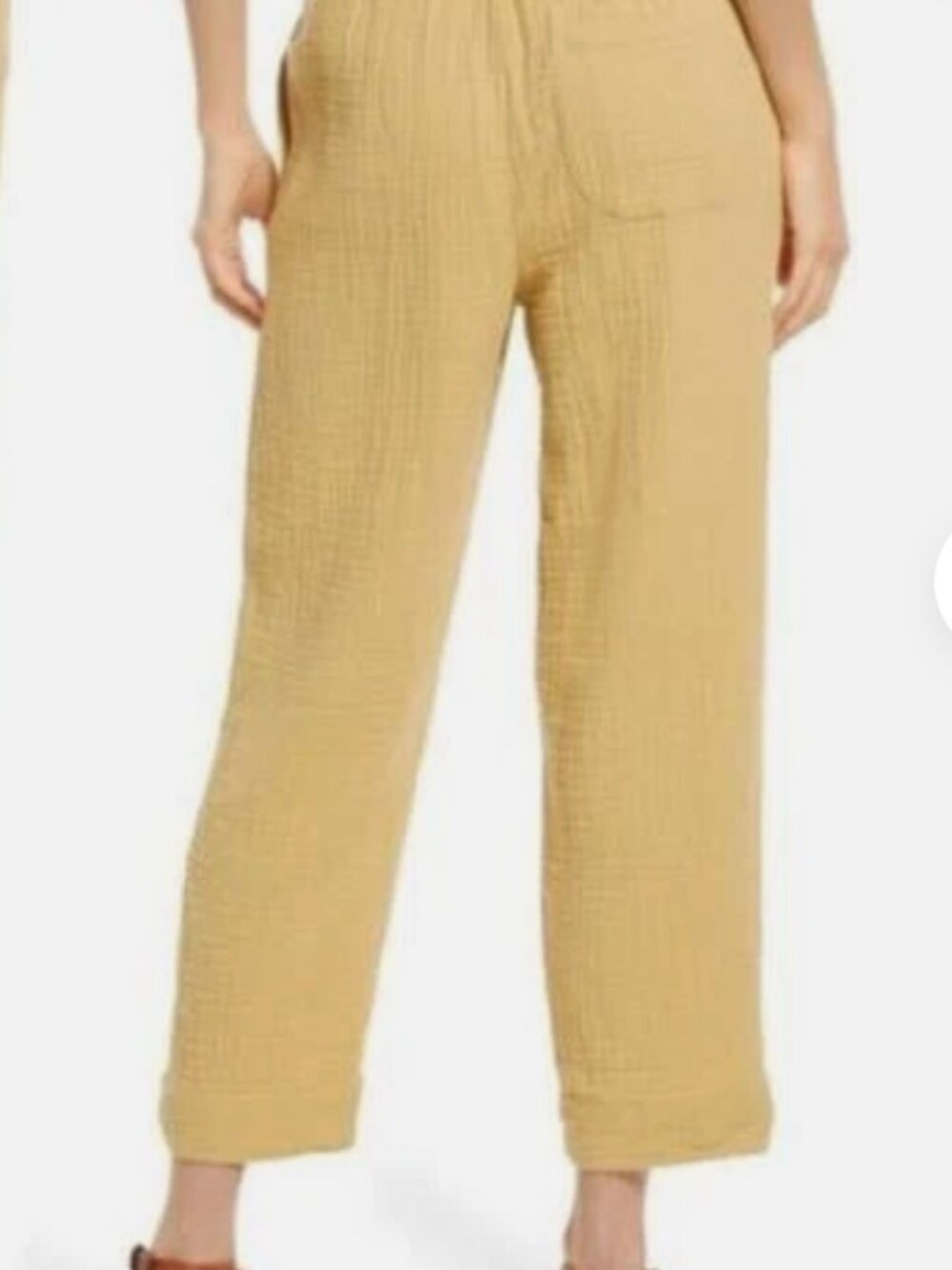 Madewell Women’s Mustard Yellow Cotton Gauze Pull-On Pants - Picture 2 of 5